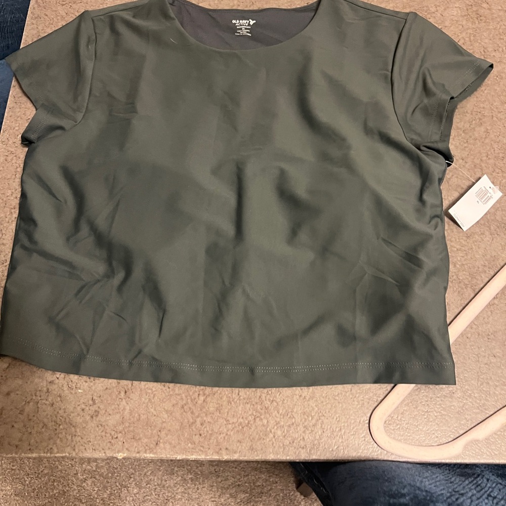 Old Navy Olive Green Short Sleeve Boxy Shell Tee